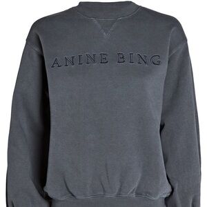 Anine Bing Dark Charcoal sweatshirt. Round neck side medium.